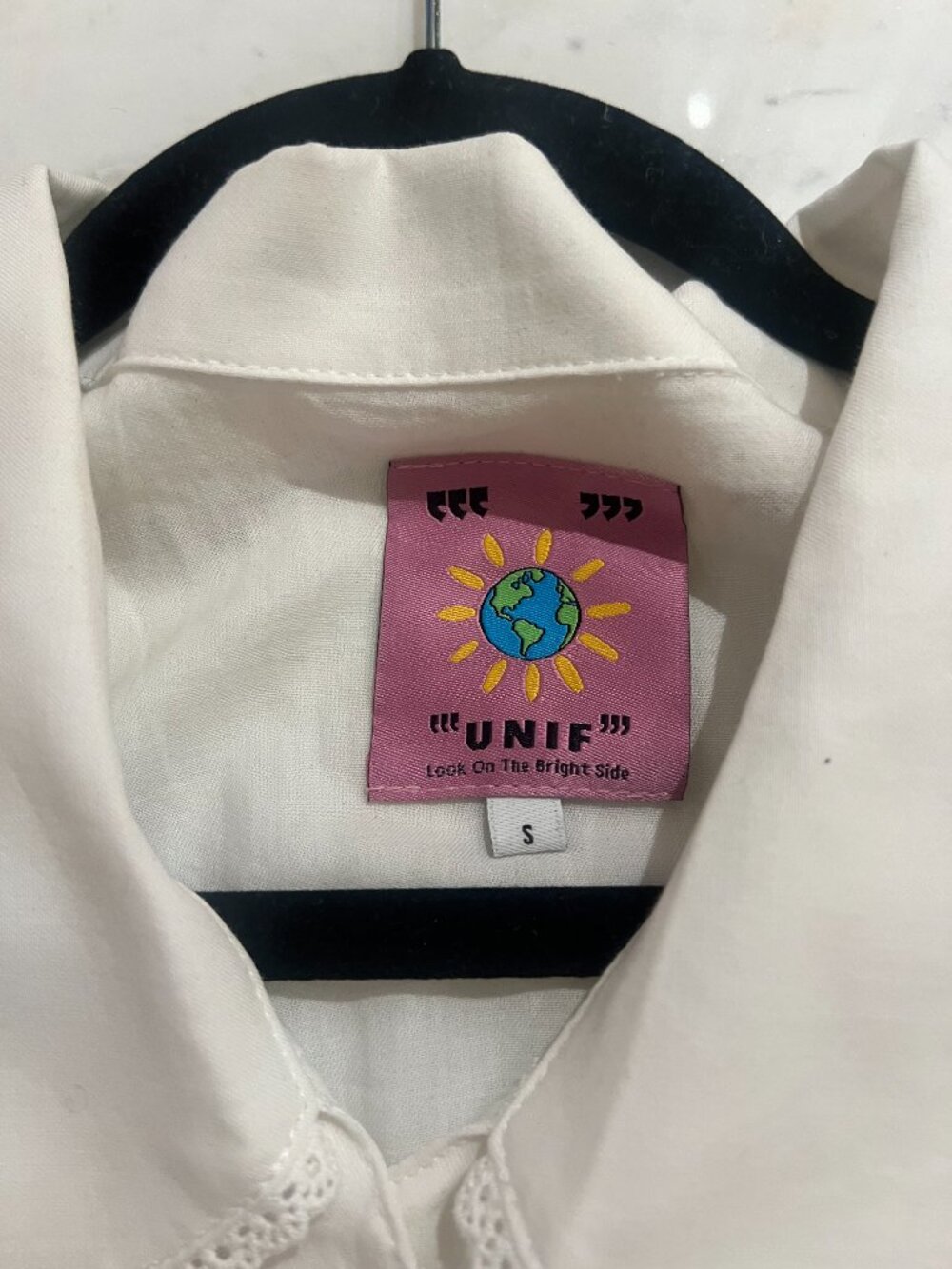 UNIF White Collared Peasant Blouse - Picture 4 of 4